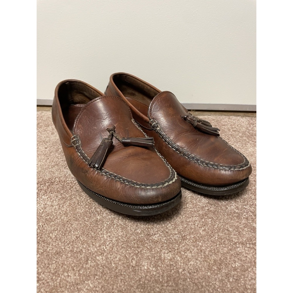 Vintage Bass Shoes Loafers Men's‎ Size 11 D Tassels Brown Leather Slip-On Comfy